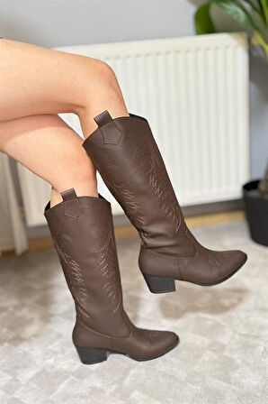 Kadın Jasire Kahverengi Nakışlı Western Kovboy Cowgirl Bot Çizme