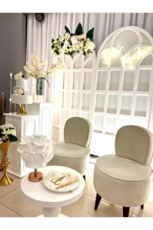 Beyaz Eva Gül Tasarım Kablosuz Masa Lambası - Alt Rose Kaplama