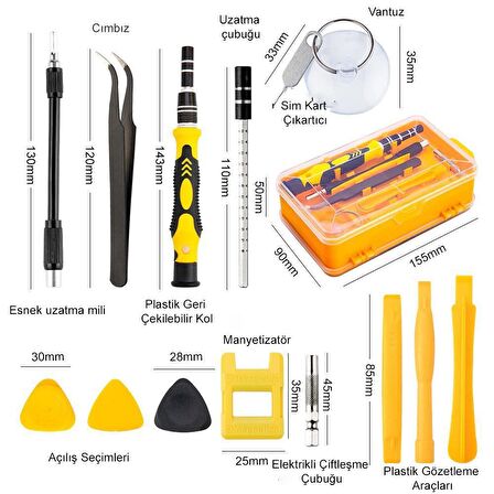 115 Parça Hassas Elektonikçi Cep Telefonu Tornavida Seti