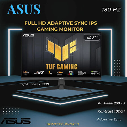 ASUS TUF Gaming 27 inç 1920x1080 Full HD 1ms (GTG) 180 Hz Oyuncu Monitörü