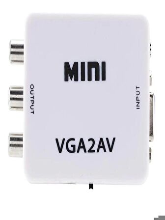 Vga To Av 3RCA 1080p Video Çevirici Dönüştürücü Adaptör 3.5mm