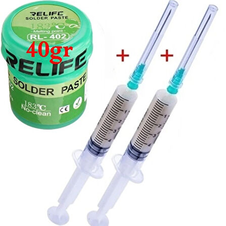 RELIFE RL-402 Krem Lehim Solder Paste 183° 40Gr Flux Lehim Toplama 2Li Set03