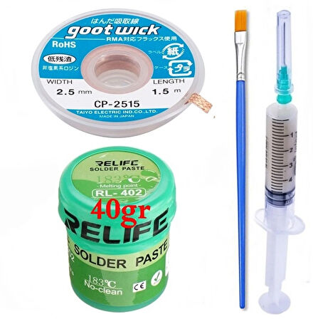 RELIFE RL-402 Krem Lehim Solder Paste 183° 40G Flux Lehim Toplama CP-2515 Emme Teli04
