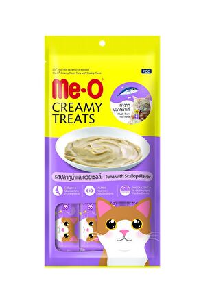 Me-O Creamy Treats Deniz Tarağı ve Ton Balıklı Kedi Ödülü 15 gr x 4