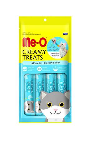 Me-O Creamy Treats Tavuk ve Ciğerli Yaş Kedi Ödül Maması 15gr x 4