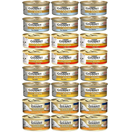 Gourmet Karışık Kıyılmış Konserve Kedi Yaş Maması 24 X 85 gr