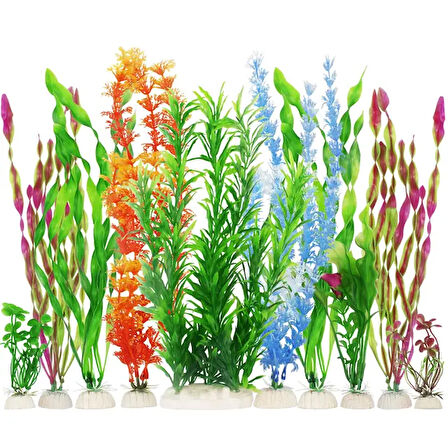 Akvaryum Dekor Plastik Bitki Karışık Renkli 35-50cm 1 Adet