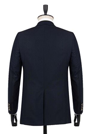Gabardin Mono YakaTek Yırtmaç 4 Drop Comfort Fit Rahat Kesim Basic Ceket 1002230005 Lacivert