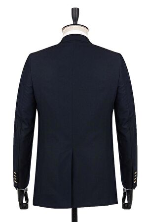 Gabardin Mono YakaTek Yırtmaç 6 Drop Comfort Fit Rahat Kesim Basic Ceket 1002230006 Lacivert