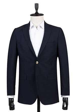 Gabardin Mono YakaTek Yırtmaç 6 Drop Comfort Fit Rahat Kesim Basic Ceket 1002230006 Lacivert