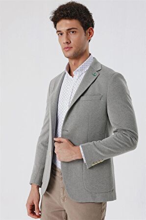 Desenli Örme Mono Yaka Astarsız Pamuklu 6 Drop Slim Fit Dar Kesim Casual Ceket 1002230154 Su Yeşili