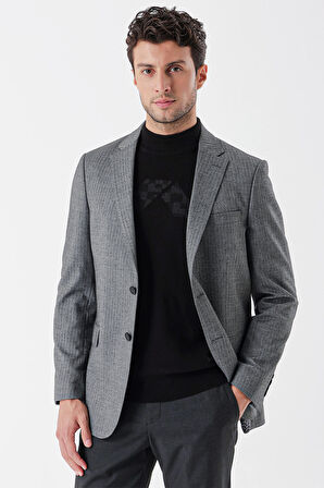 Flannel Mono Yaka Tek Yırtmaç 6 Drop Comfort Fit Rahat Kesim Klasik Ceket 1002235130 Lacivert