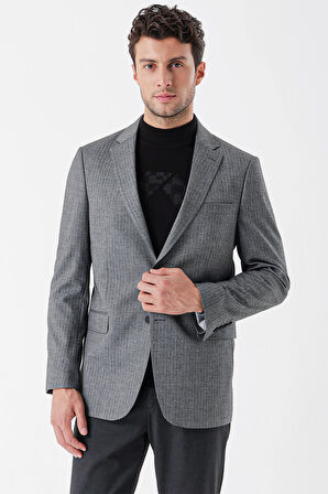 Flannel Mono Yaka Tek Yırtmaç 6 Drop Comfort Fit Rahat Kesim Klasik Ceket 1002235130 Lacivert