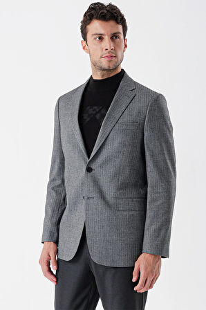 Flannel Mono Yaka Tek Yırtmaç 6 Drop Comfort Fit Rahat Kesim Klasik Ceket 1002235130 Lacivert