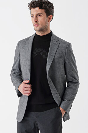 Flannel Mono Yaka Tek Yırtmaç 6 Drop Comfort Fit Rahat Kesim Klasik Ceket 1002235130 Lacivert