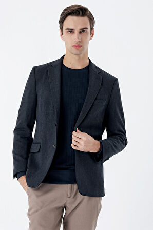 Gabardin Mono Yaka Astarlı Çift Yırtmaç Likralı 6 Drop Comfort Fit Rahat Kesim Klasik Ceket 1002235137 Koyu Lacivert