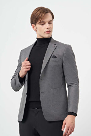 Füme Kazayağı Desen Bez Ayağı Mono Yaka Tam Astar Çift Yırtmaç 2 Düğme 6 Drop Slim Fit Classic Ceket 1002245106
