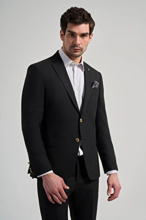 Düz Bez Ayağı Mono Yaka Tam Astar Esnek 6 Drop Slim Fit Ceket 1002245903
