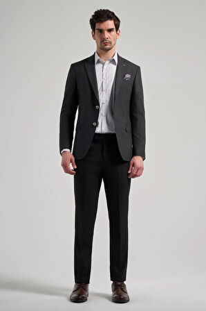 Düz Bez Ayağı Mono Yaka Tam Astar Esnek 6 Drop Slim Fit Ceket 1002245903