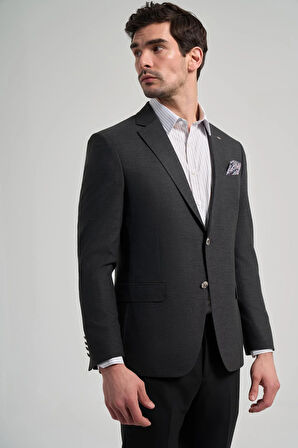 Düz Bez Ayağı Mono Yaka Tam Astar Esnek 6 Drop Slim Fit Ceket 1002245903