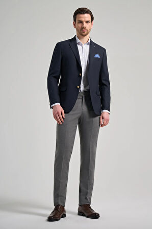 Düz Bez Ayağı Mono Yaka Tam Astar Esnek 6 Drop Slim Fit Ceket 1002245903