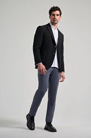 Çizgili Desen Gofreli Mono Yaka Esnek 6 Drop Slim Fit Ceket 1002250122