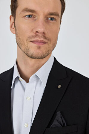 Siyah Kılıç Yaka   Esnek 6 Drop Slim Fit Classic  Ceket 1002250124