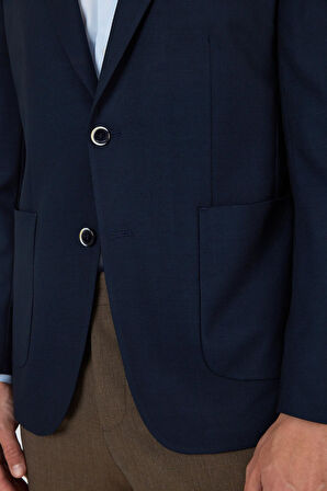 Lacivert Kılıç Yaka   Esnek 6 Drop Slim Fit Classic  Ceket 1002250124