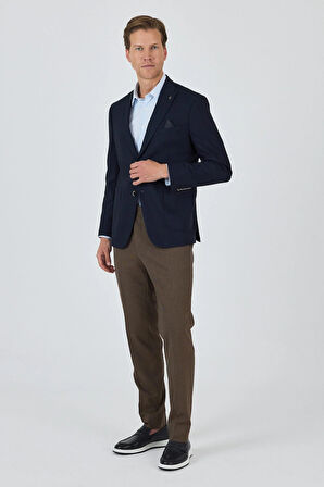Lacivert Kılıç Yaka   Esnek 6 Drop Slim Fit Classic  Ceket 1002250124