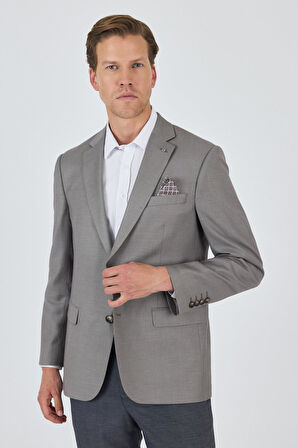 Koyu Vizon Mono Yaka Armürlü Tam Astar Esnek 4 Drop Comfort Fit Classic Ceket 1002250152