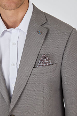 Koyu Vizon Mono Yaka Armürlü Tam Astar Esnek 4 Drop Comfort Fit Classic Ceket 1002250152