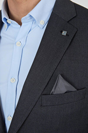 Siyah Mono Yaka Armürlü Tam Astar Esnek 6 Drop Comfort Fit Classic Ceket 1002250153