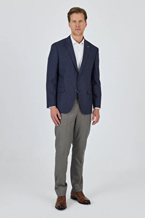 Koyu Lacivert Mono Yaka Bez Ayağı Tam Astar Esnek 4 Drop Comfort Fit Classic Ceket 1002250155