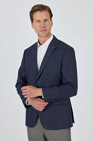 Koyu Lacivert Mono Yaka Bez Ayağı Tam Astar Esnek 4 Drop Comfort Fit Classic Ceket 1002250155