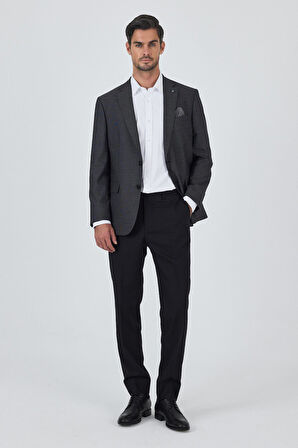 Koyu Antrasit Mono Yaka Bez Ayağı Tam Astar Esnek 4 Drop Comfort Fit Classic Ceket 1002250157