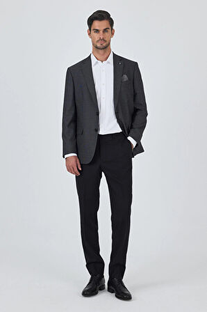 Koyu Antrasit Mono Yaka Bez Ayağı Tam Astar Esnek 4 Drop Comfort Fit Classic Ceket 1002250157