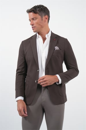 Kahverengi 6 Drop Slim Fit Pamuklu Ceket 1002260126