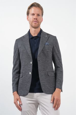 Lacivert Mono Yaka Örme 6 Drop Slim Fit Ceket 1002260152