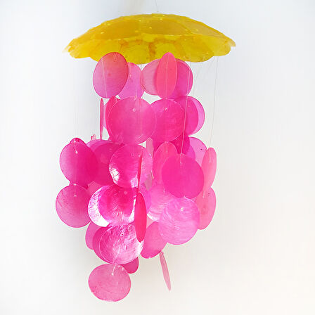 Sedef Rüzgar Çanı Tekli 8 İnç Sarı Ve Pembe