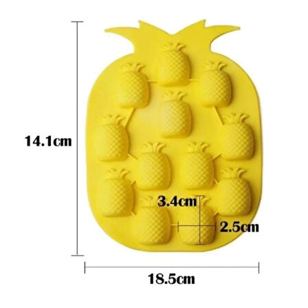 Silikon Çoklu Ananas Çikolata Ve Jelibon Kalıbı 12 Li