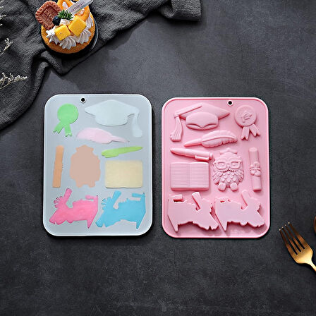 Silikon Mezuniyet Temalı Çikolata Ve Jelibon Kalıbı 9 Lu