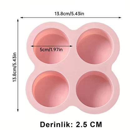 Silikon Derin Yuvarlak Çikolata Ve Kek Pişirme Kalıbı 4 Lü