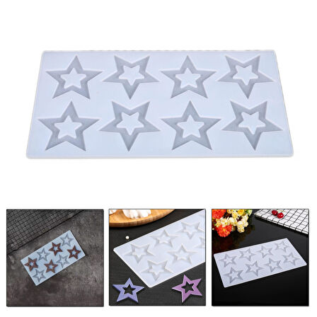 Silikon İçi Boş Yıldız Çikolata ve Şeker Kalıbı 8 Li