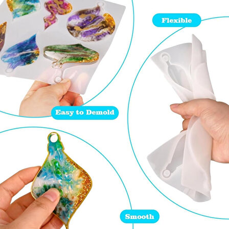 Epoksi Noel Dekorasyon Süsleri Silikon Kalıbı 12 Li (2 Parça)