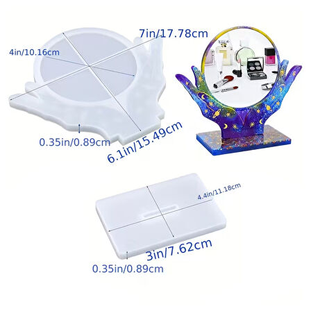 Epoksi Desenli Ayaklı Ayna Kalıbı - Dekoratif Masaüstü Ayna için Silikon Kalıp