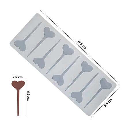 Silikon Kalp Şeklinde Kek Pasta Süsleme Çubuğu Kalıbı 8 Li