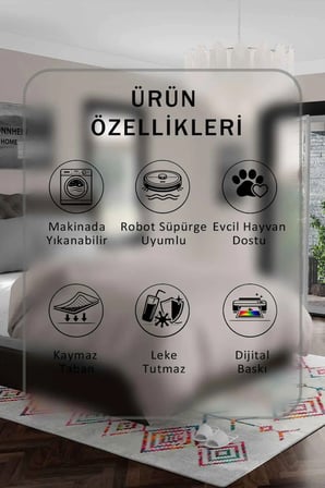 Yıkanabilir Kaymaz Taban Dijital Baskılı Halı ve Yolluk – Leke Tutmaz Salon & Mutfak Halısı