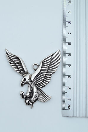 3'lü Kartal Büyük Kanat Gümüş Kaplama Kolye Seti  -