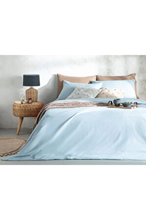 English Home Novella Premium Soft Cotton Çift Kişilik Nevresim Takımı200x220 Cm Mavi