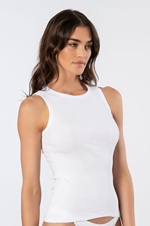 Türen Kadın Kalın Askılı Ribana Atlet 3407/Beyaz